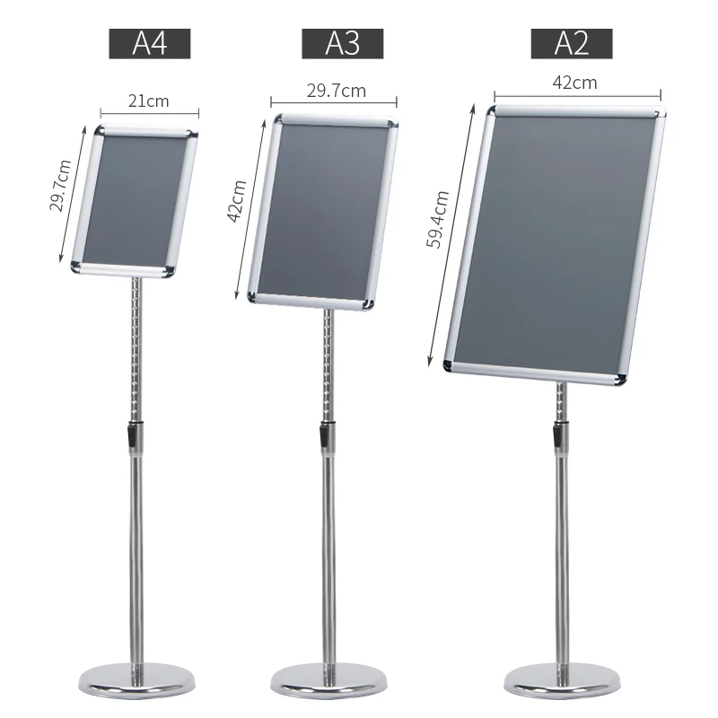 Shining sliver acrylic display sign stand,floor poster stand,  advertising display