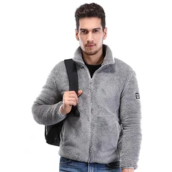 Однотонная ветровка для сохранения тепла, Мужская зимняя флисовая куртка