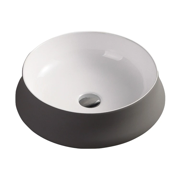 Italian design ceramic lavatory double color wash sink circle porcelain counter top basin