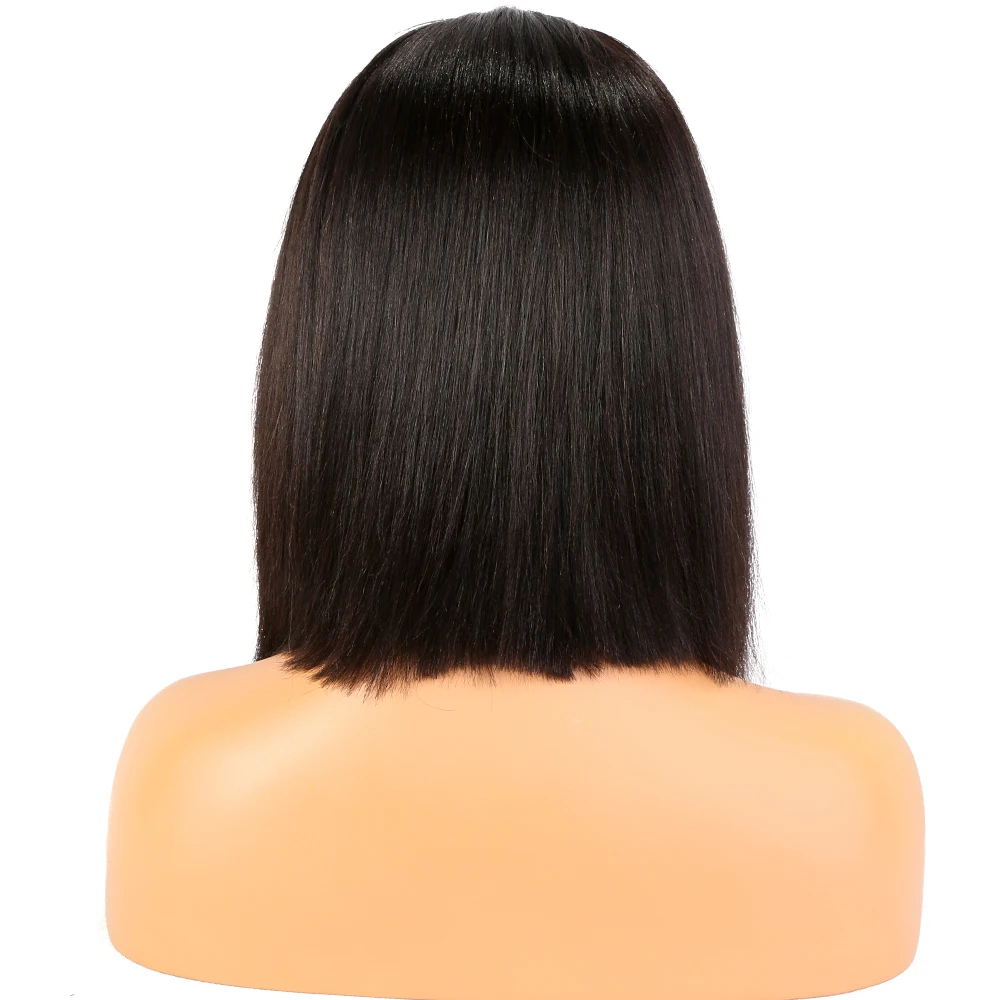 2019 Summer Fashion Deep Bleached Knots Elastic Band Short Bob Wig Brazilian Human Hair C Side Part 13x6 Lace Frontal Wigs