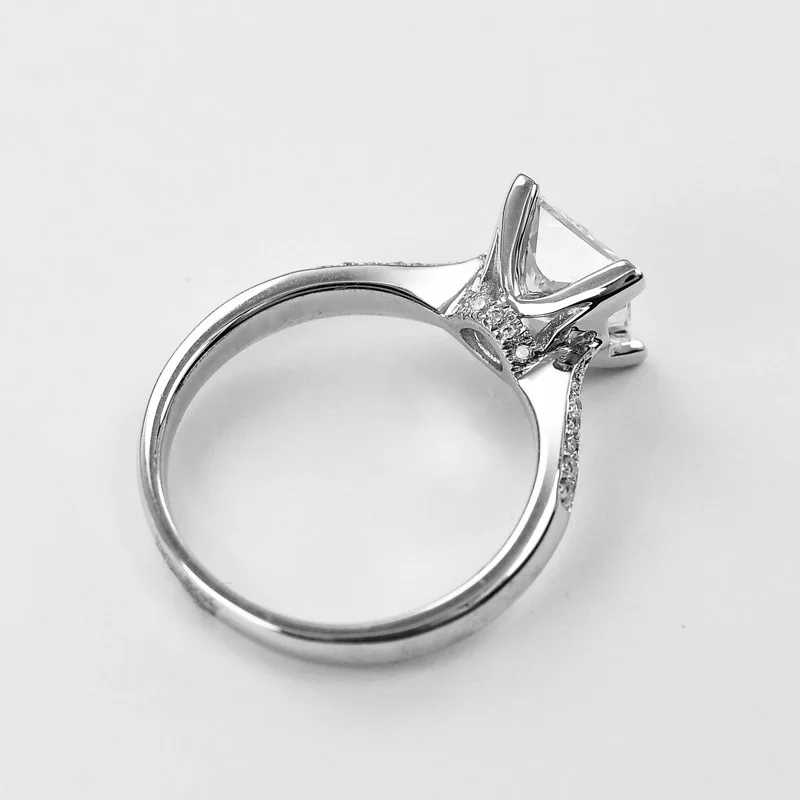 XEYJZ038 High Quality Luxury Shiny Hearts And Arrows Big Square Stone 925 Stamped Silver Ring Copper Engaged Women Wedding Ring