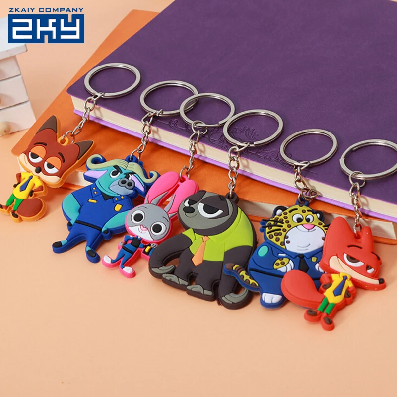 
Animal Cartoon Toys Dolls Zootopia Keyring Rubber Keyring Handbag Purse Backpack Charms Keychain Gift 