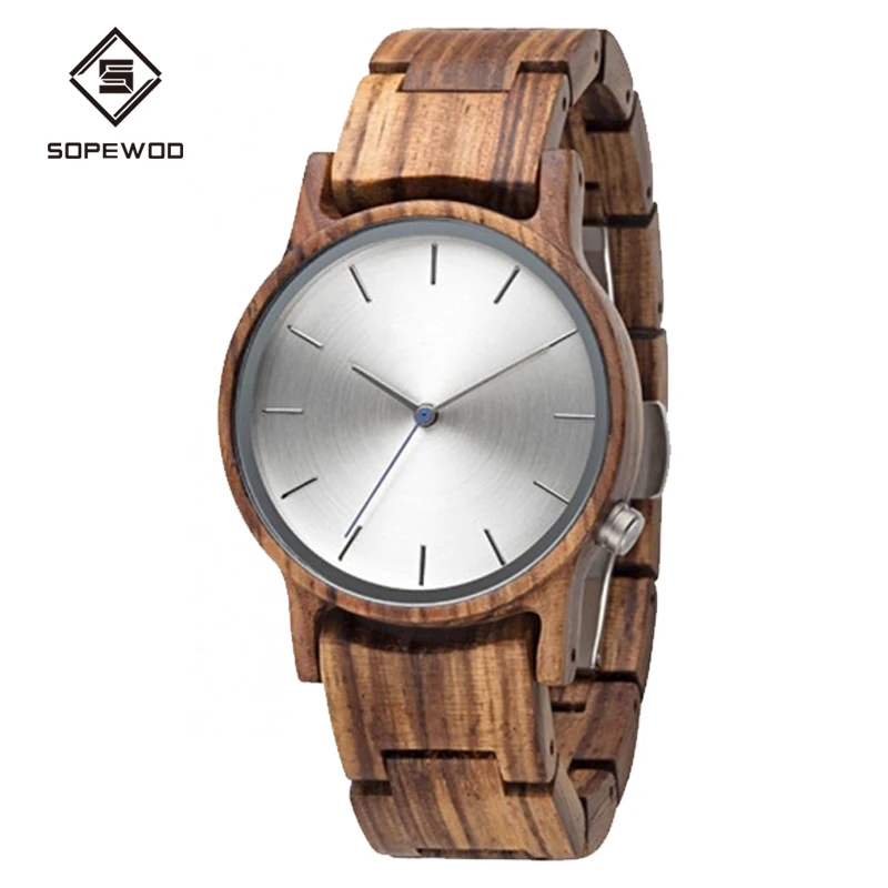SOPEWOD China Factory Custom Logo/Brand Natural Quartz Vintage Wooden Wrist Watch Unisex