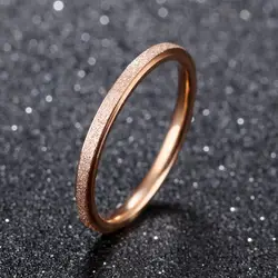 Popular Titanium Steel Matte Rose Gold Tail Fine Frosted Pressed Sand Finger Ring