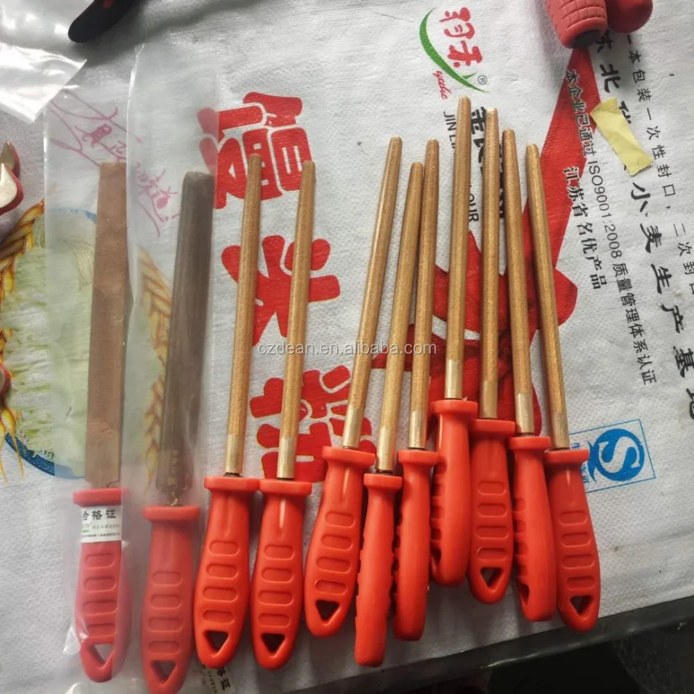
non sparking wood handle round file beryllium copper file and plastic handle 