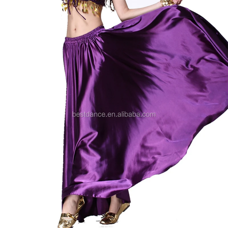Belly Dance Costume Wear Full Circle Long Skirt Satin Swing Flamenco Skirt Costume