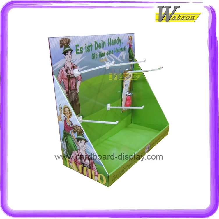 
New Product corrugated paper customized counter display with hooks 