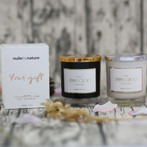 High Quality scented soy  glass jar candle with metal  lid wholesale