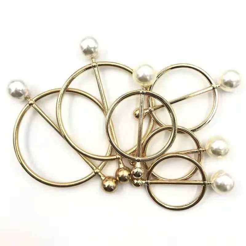 Garment Decorative Hot Sale Pearl Buckle  Elegant Gold Pearl Belt Ring Buckle