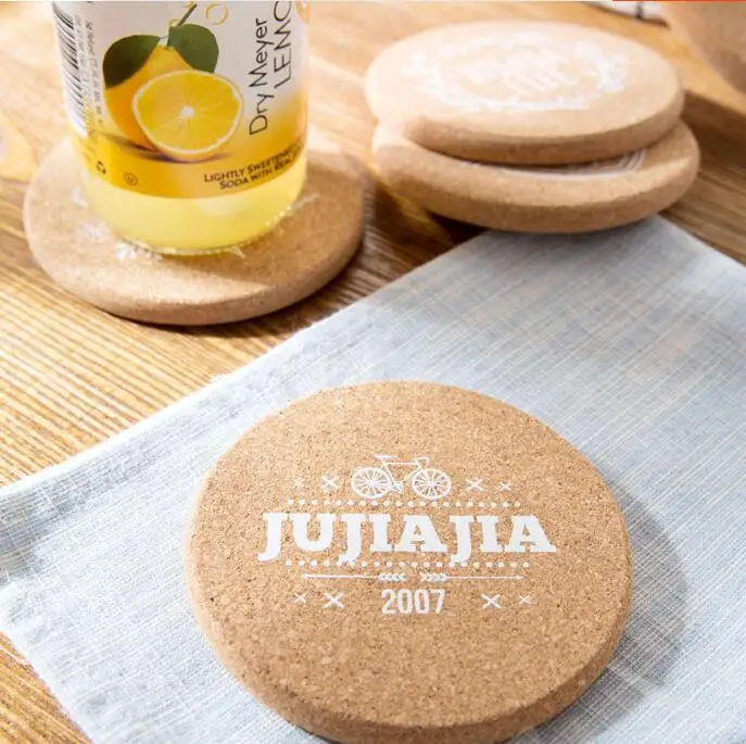 Custom Logo Cup Mat Eco Friendly Cork Tableware solid color blank Round cork coaster round placemats for Table Protection