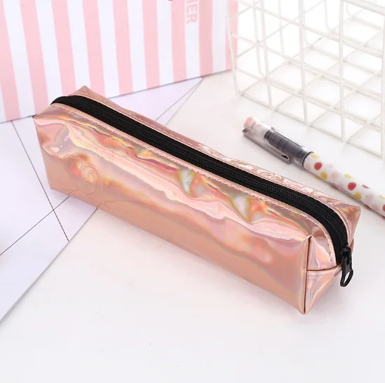 2018 Amazon hot sale holographic laser PU pencil case for children,wholesale magic simple laser pencil pouch bag for girl