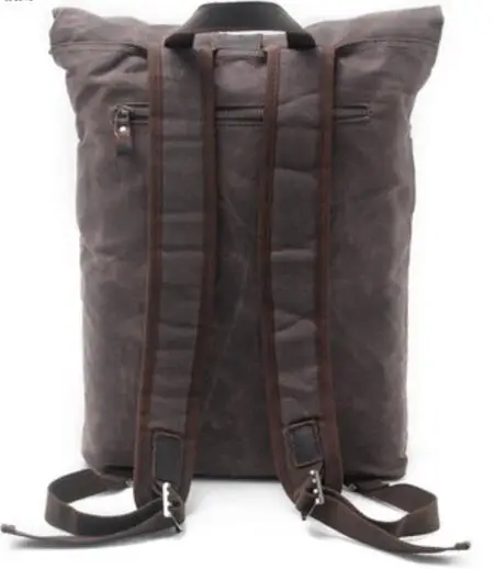 16950 wholesale custom logo vintage waxed waterproof roll up canvas men backpack , canvas bag