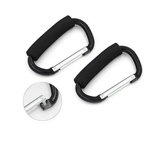 Stroller Hook /New Design D shape with Soft Form Grip for Mommy hook &Baby Hook /Aluminum Carabiner