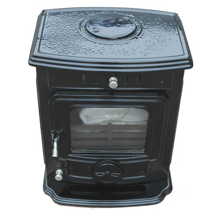 6KW Dual Air Controls Free Standing Cast Iron Black Enamel Multi Fuel Burning Stove