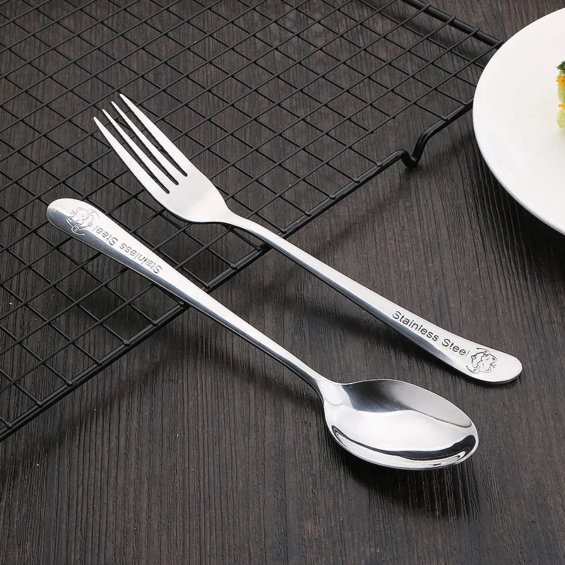 4-Pcs Stainless Steel Cutlery Set Metal Flatware Spoon & Fork for Dinner Dessert School Events Durable Acero Inoxidable