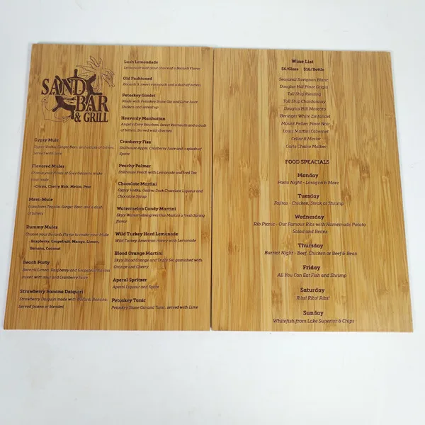 wood board customized bamboo wood menu card