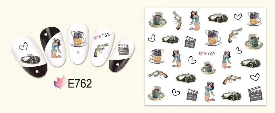 E 701-800 New Design Nail Manicures Decals 3D Art Cute feather Best Nail Art sticker for nail