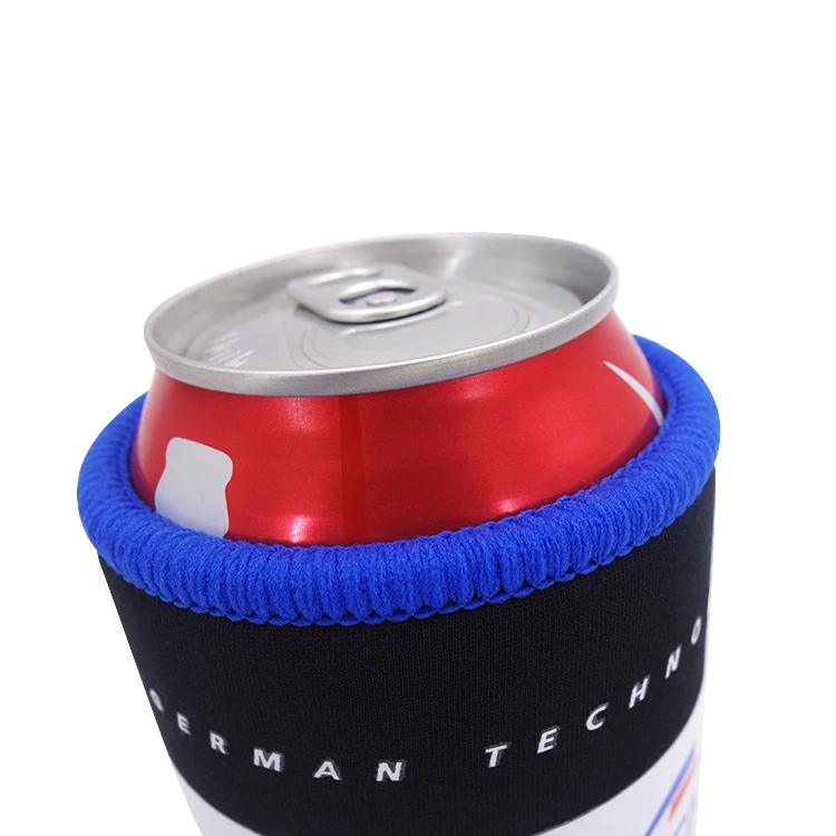 China factory  supply custom top and bottom overlocked ,taped side neoprene stubby holder, 330 ml beer holder
