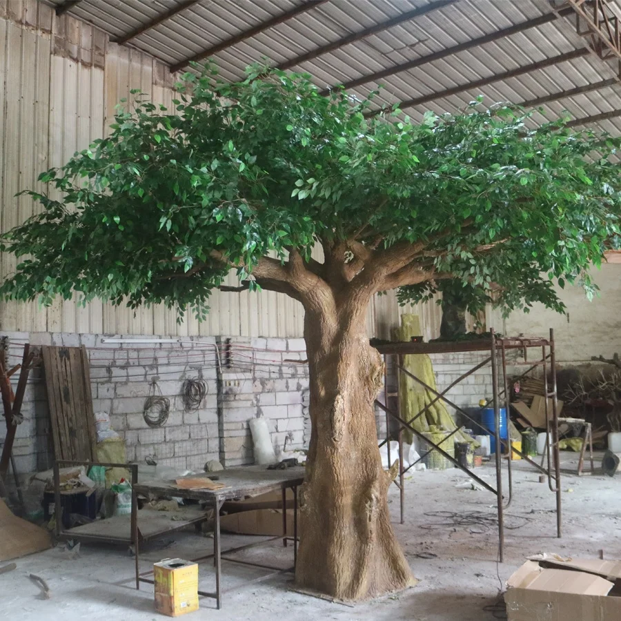 Artificial big ficus tree with artistic design for indoor hall mall decoration