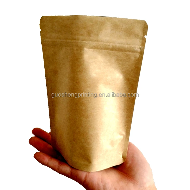 Biodegradable aluminum foil lined kraft paper packaging bag for coffee or tea