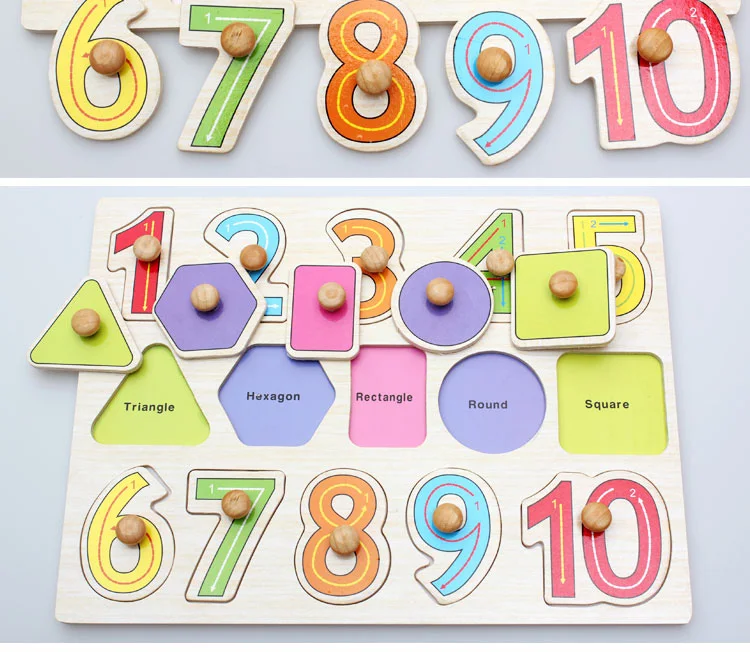 30cm Kid Early educational toys baby hand grasp wooden puzzle toy alphabet and digit learning education child wood jigsaw toy