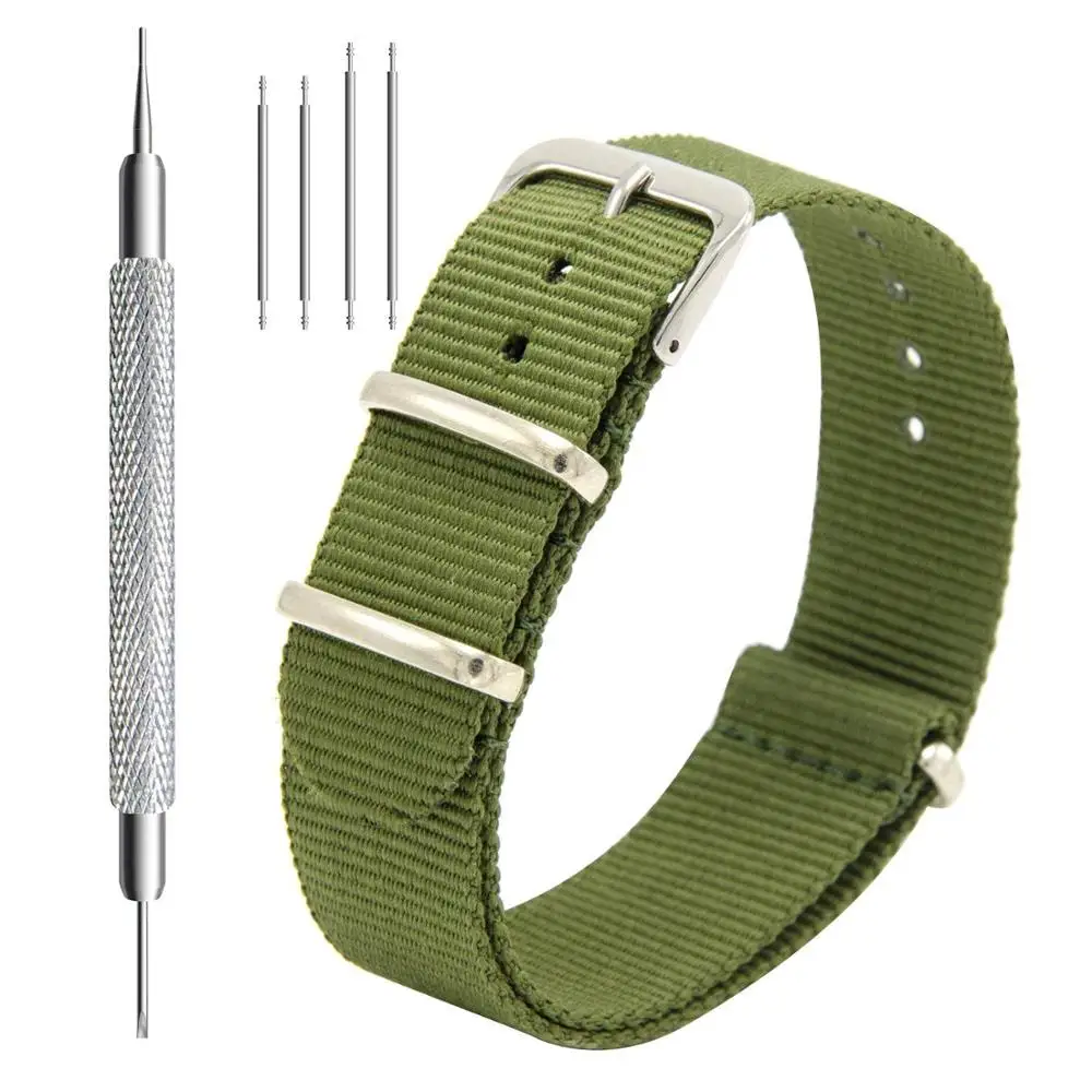 
Nato Watch Straps 16mm 18mm 20mm 22mm 24mm Premium Ballistic Nylon Watch Bands Zulu Style with Stainless Steel Buckle 