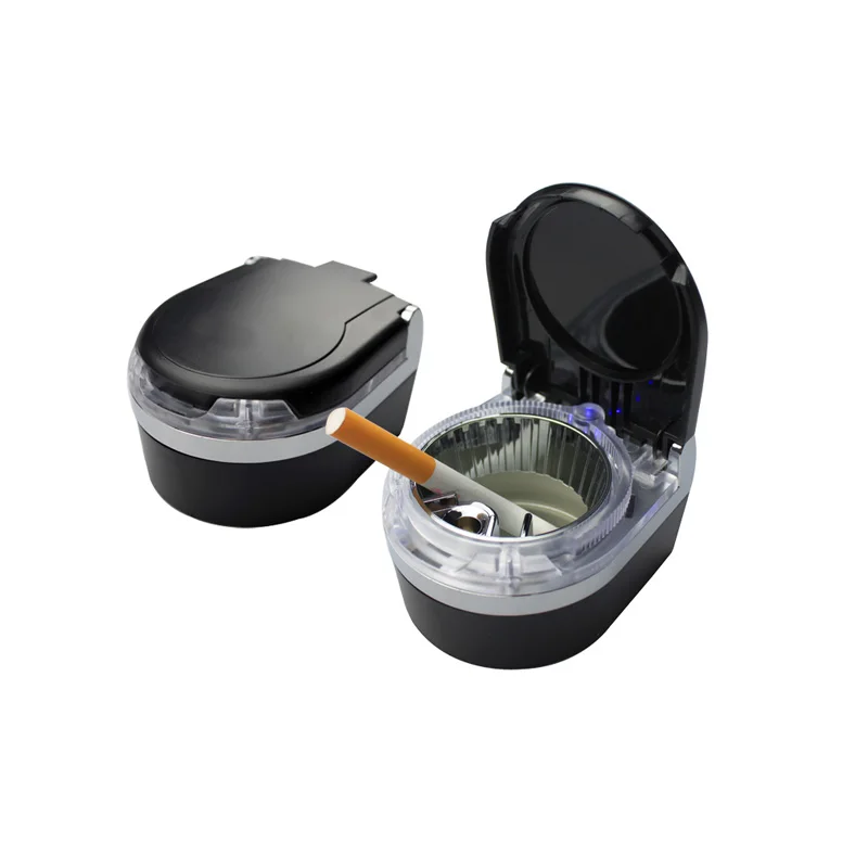 Best Selling Universal chrome coated home office desk car dashboard LED Lighting cigar cigarette portable car ashtray with lid