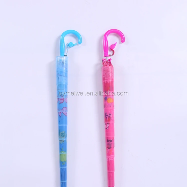 Kids Umbrella Straight custom with logo Print Curve J Handle Cheap China factory for Children Metal Cartoon umbrellas