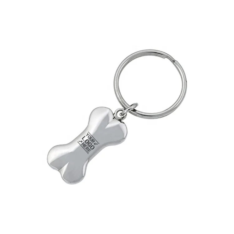 Promotional Metal 3D keyring pet dog bone shape keychain