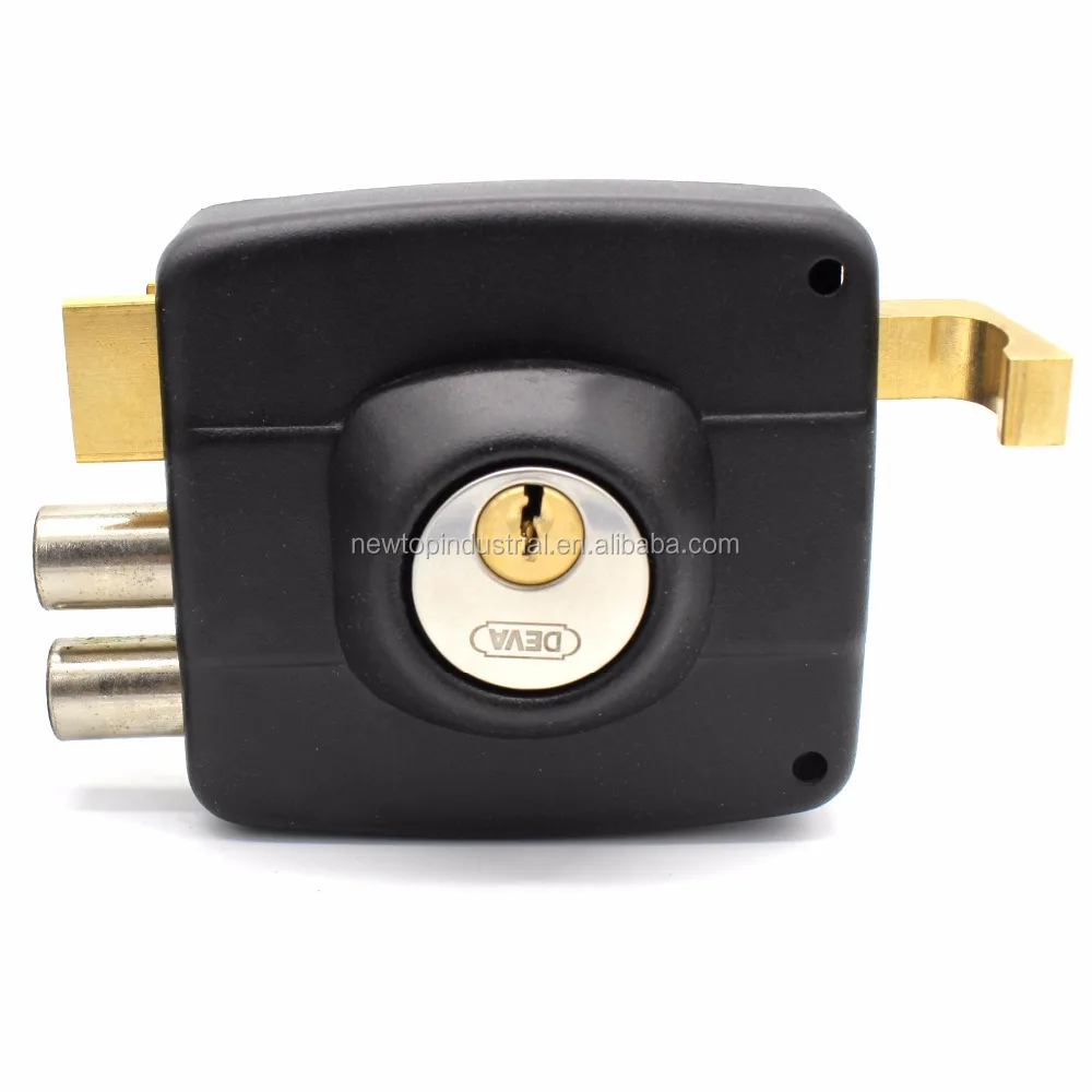 High quality rim door lock round latch security door lock with 3pcs brass keys 2 levels