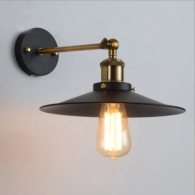 
vintage wall mounted bed lamps Side Industrial Black Adjustable Wall Light Sconce 