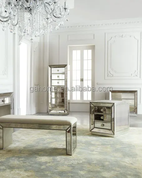 
Antique beveled glass mirrored bedside table 