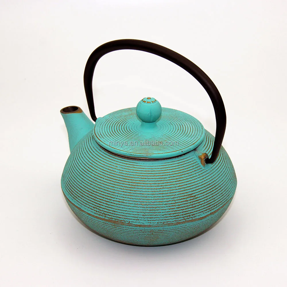 
colored enamel antique japanese cast iron teapot tea kettle 
