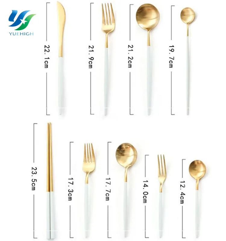 
Dining Table Stainless Steel Flatware Cutlery Set Gold Flatware 