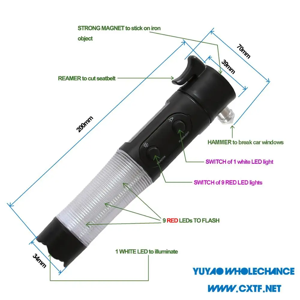 Seat Safety Belt Cutting Knife 5 in 1 Car Emergency Hammer