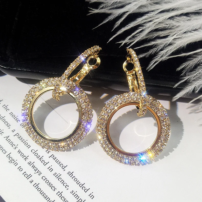 S925  Sterling Silver needle ear nail  Long circle AAA cz earrings statement   big round earrings