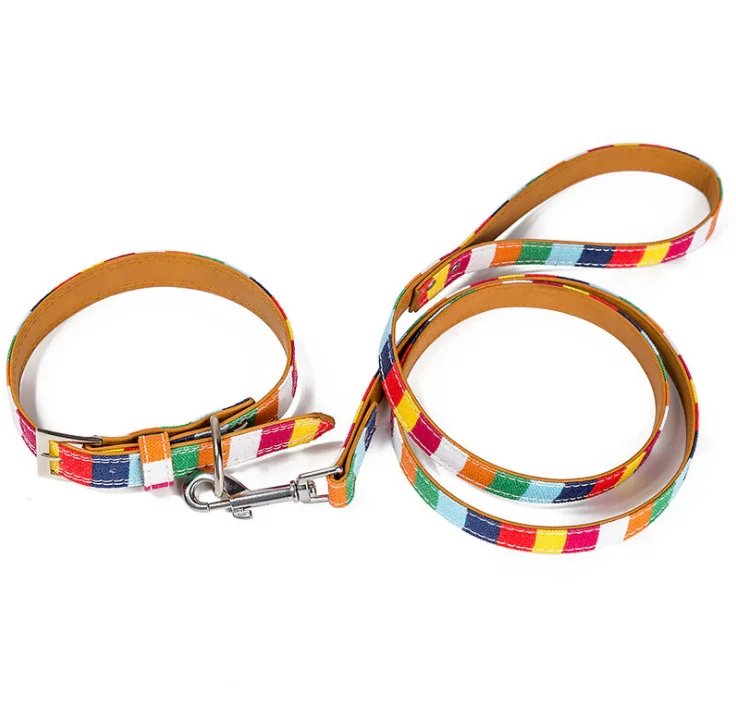 High Quality Colorful Canvas PU Luxury Dog Pet Collar