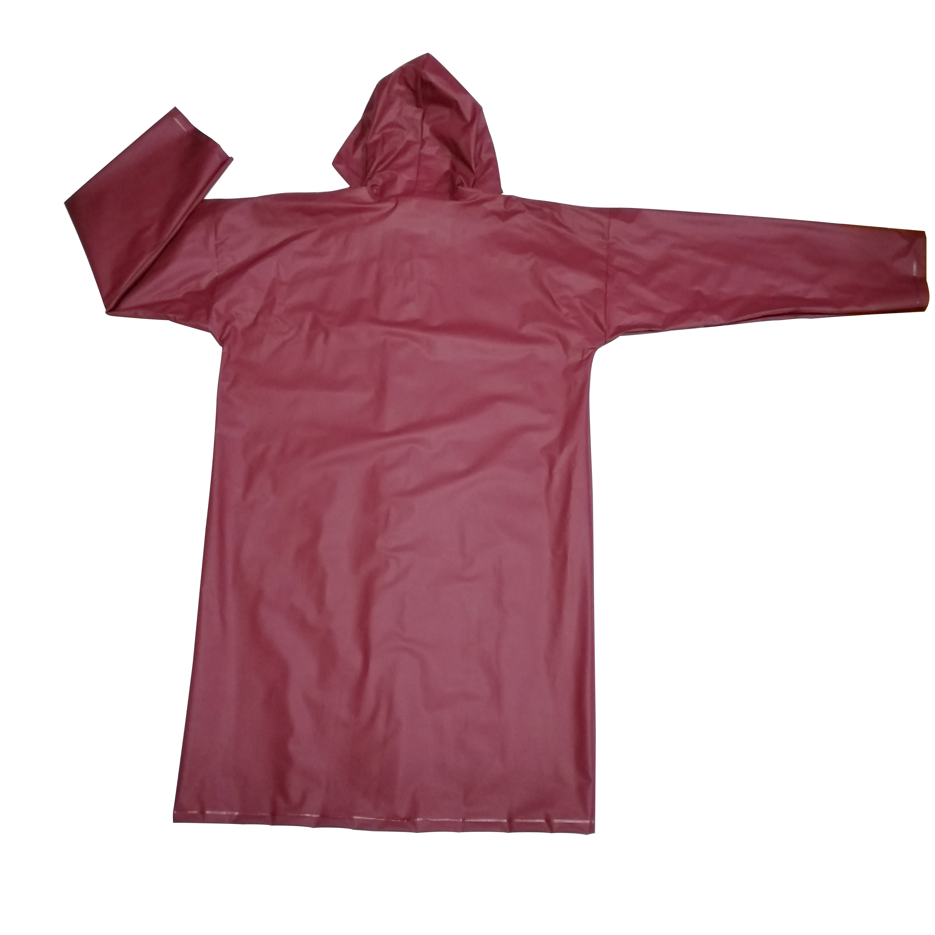 Hot sale custom reusable PVC long waterproof adult rain coat with Hoods and Sleeves plastic raincoat