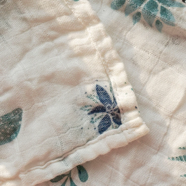 Hot sale breathable printed cotton baby bamboo muslin swaddle blanket organic for sleeping