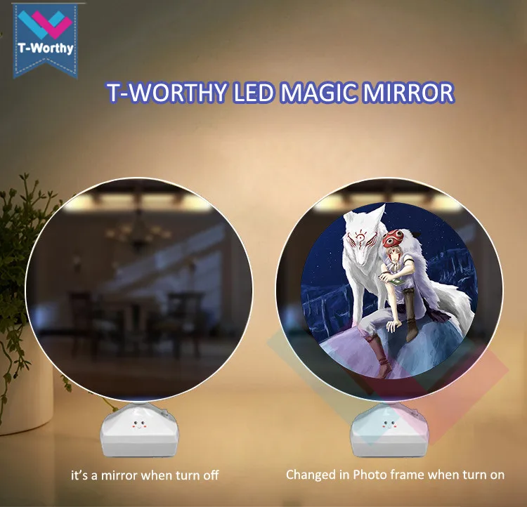 New Products Souvenirs For Wedding Guests LED Photo Frame with Mirror