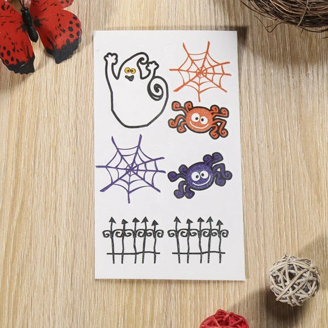 Custom order kawaii face tattoos stickers for kids Water transfer halloween temporary tattoo sticker pumpkin