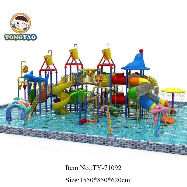 Commercial Outdoor Amusement Park Fiberglass Water Park With Slides For Kids Adults
