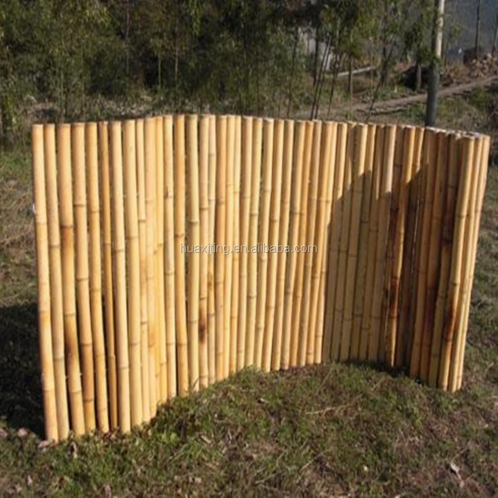 poles bamboo fence in natural color /Aged bamboo fence with black twine