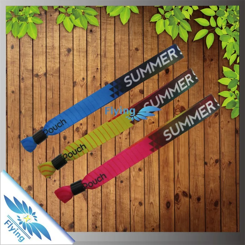high quality textile fabric custom cloth bracelet with disposable colorful slider(free sample)