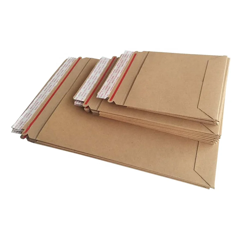 Custom  Logo Fully  Recycled White Cardboard Paper Envelope with Easy Tear Strip for Mailing