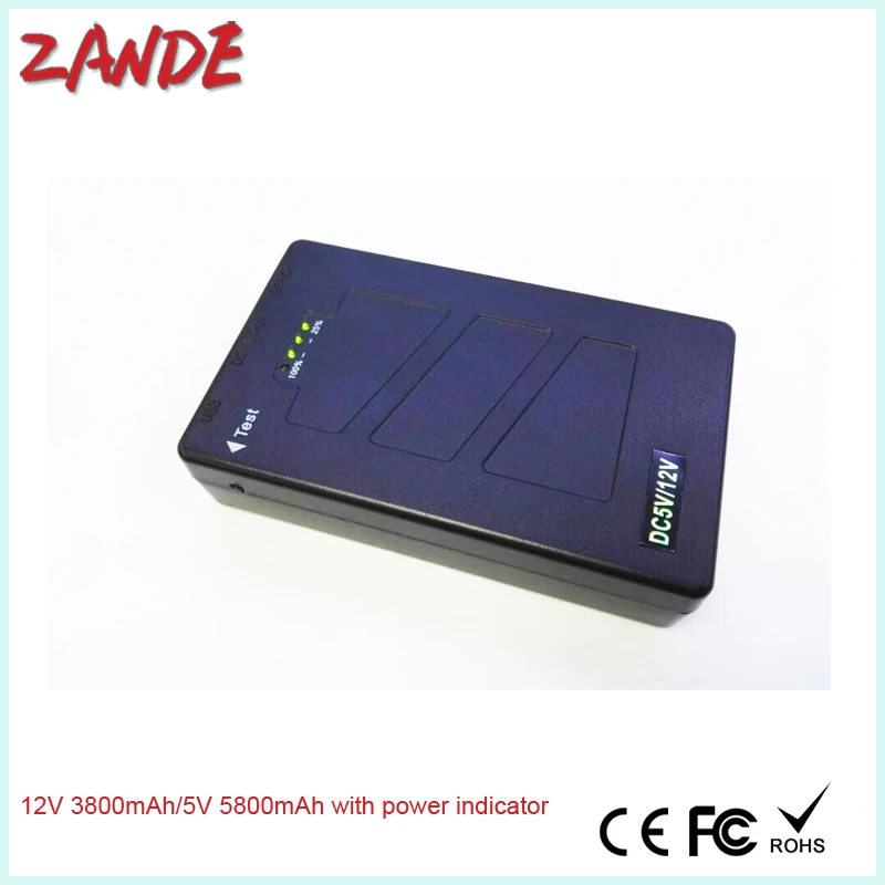 DC 12V 3800mah 5V 6800mah rechargeable lithium battery with power indicator for LED light CCTV Camera