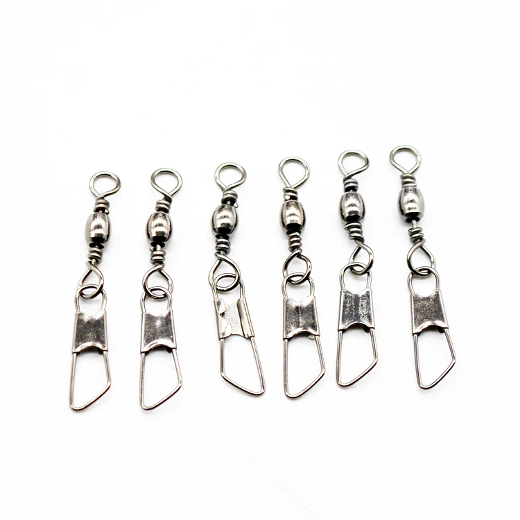 Fishhooks Connector Hooks Terminal Barrel Fishing Swivel With Safety Snap