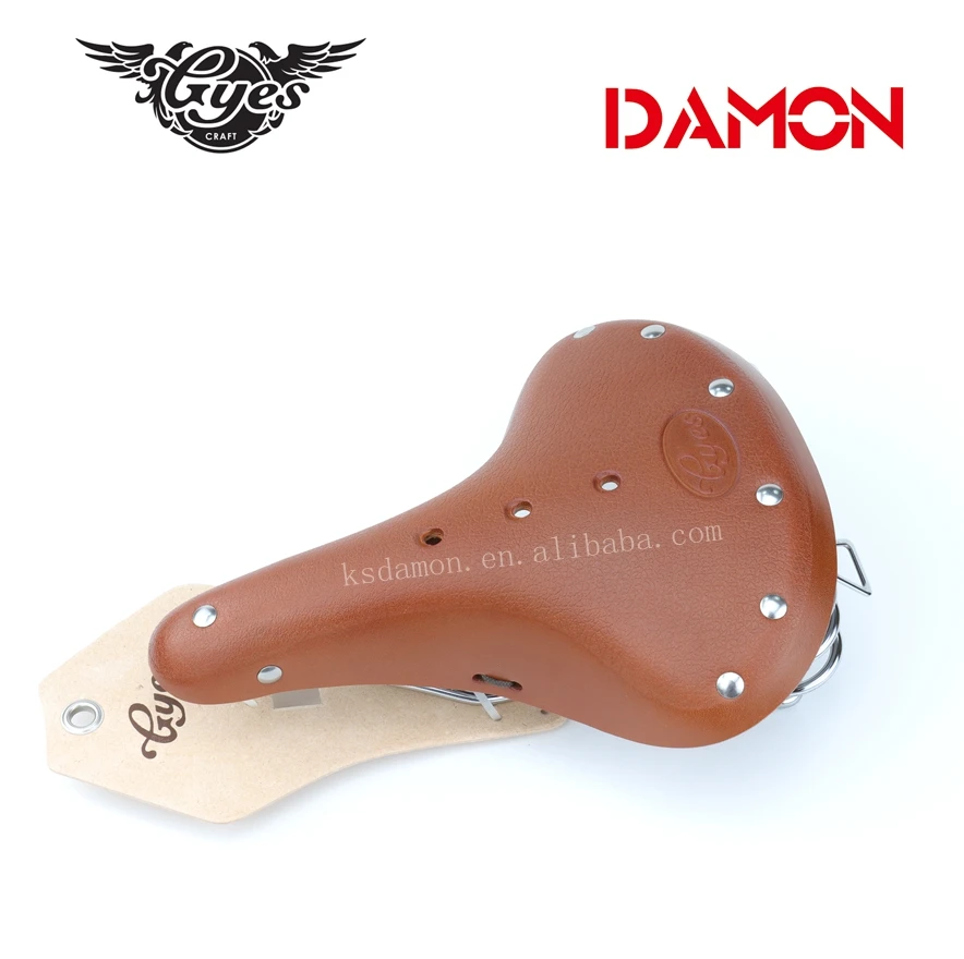 Gyes GS-11 Cow Leather Retro Riveted Leisure Bicycle Seat
