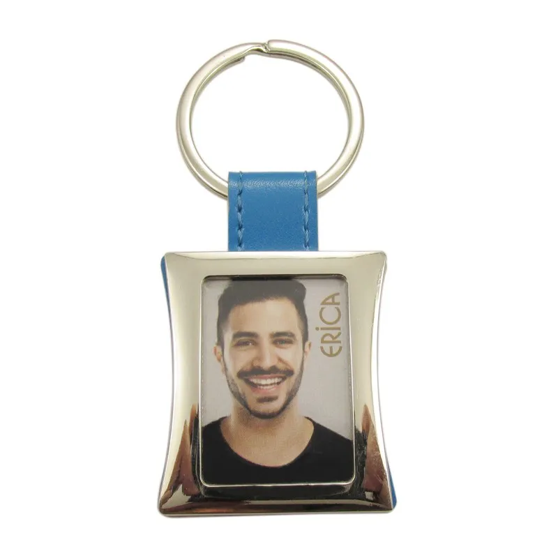 
Wedding souvenir PU leather with photo custom keychain tourist key holder 