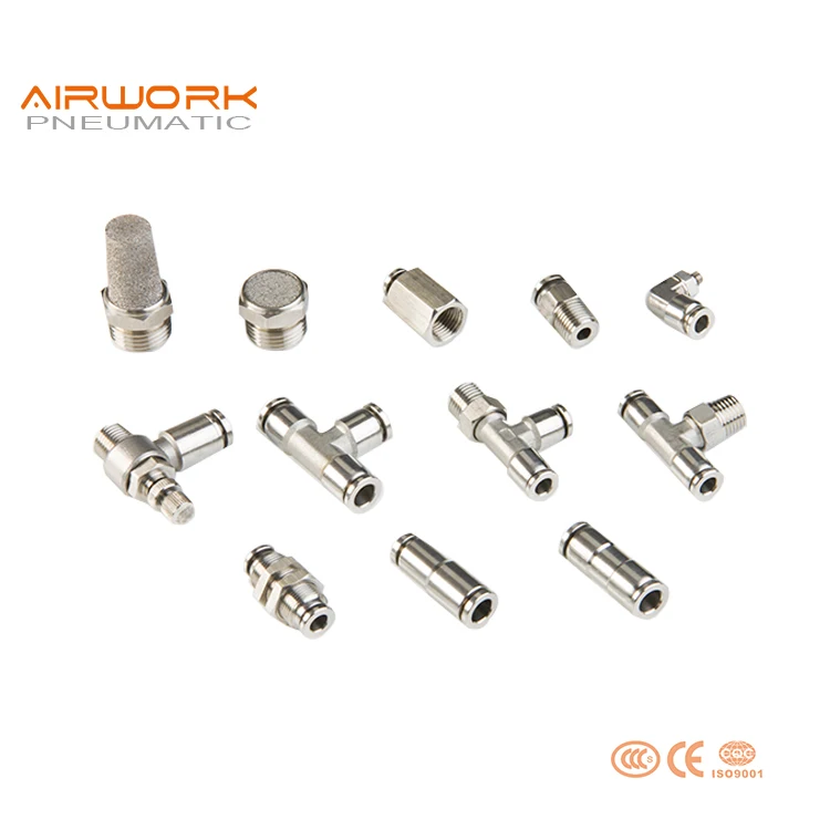 PE standard reducing tee 3 way t tube connection stainless steel pipe air fitting t connector 4 mm 6 mm